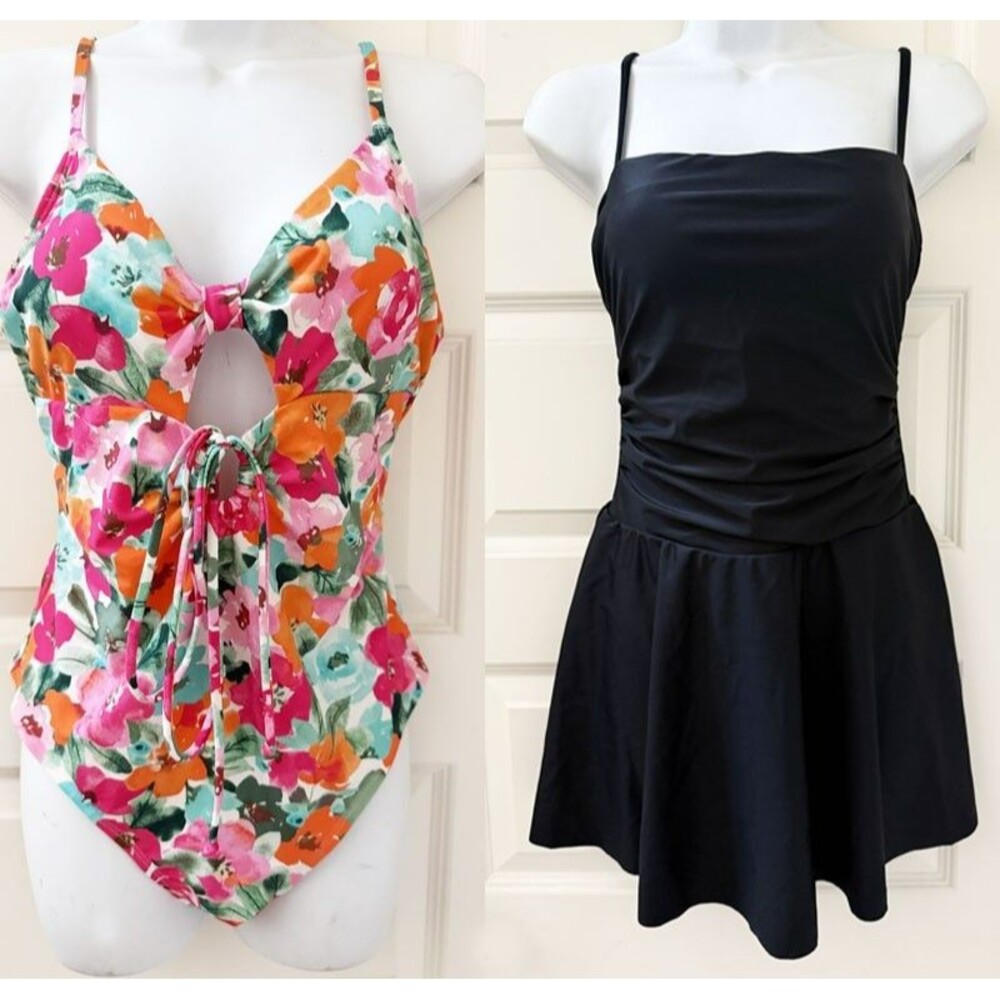 NWT NEW Women's One Piece Swimsuit Bundle Lot of 2 Tummy Control sz. Medium - Picture 2 of 15
